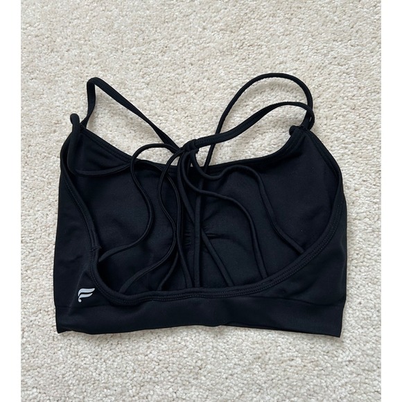 Fabletics Black Sports Bra Crisscross Back Strappy Activewear Top - Picture 1 of 2